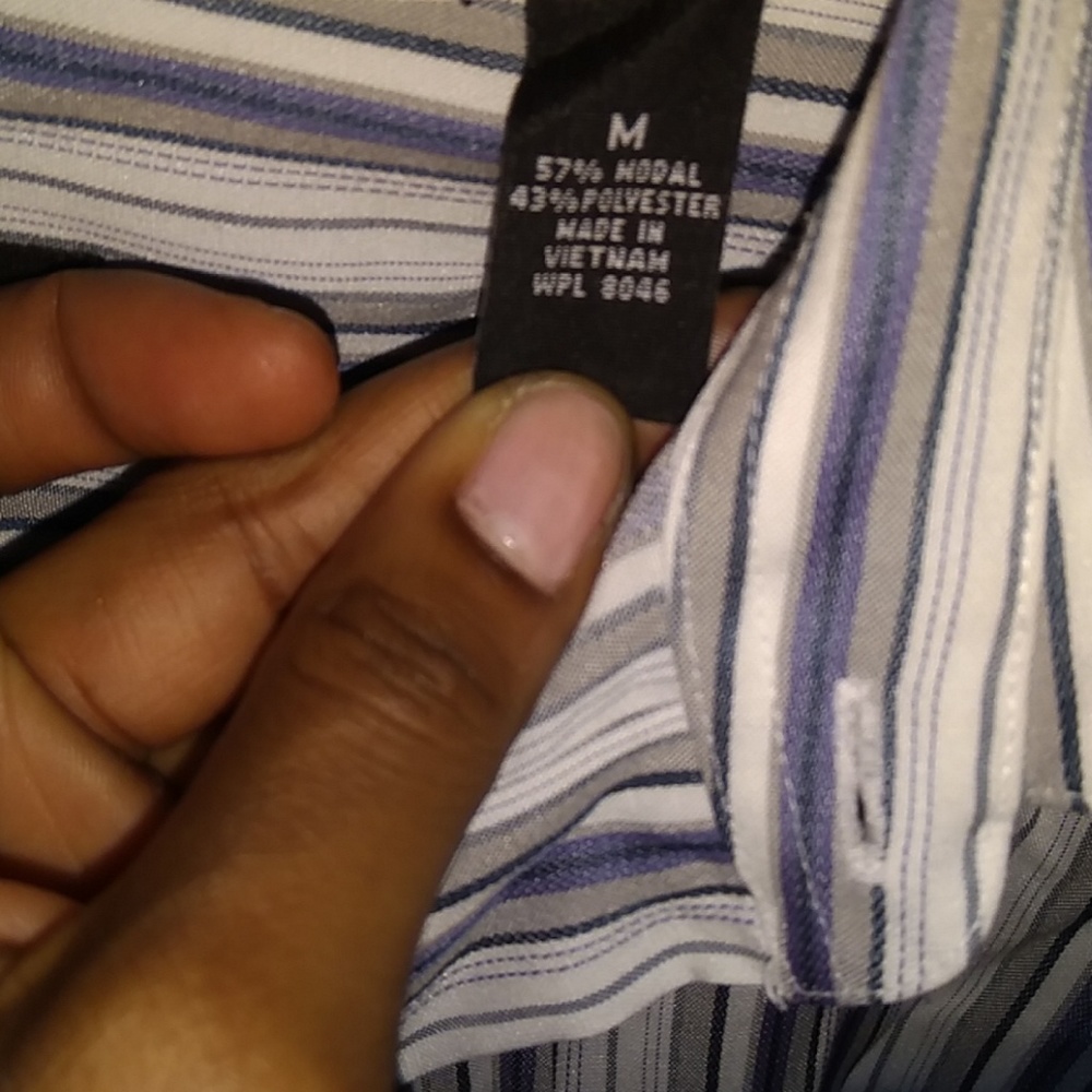 Alfani Men's blue and white button up - Picture 6 of 7